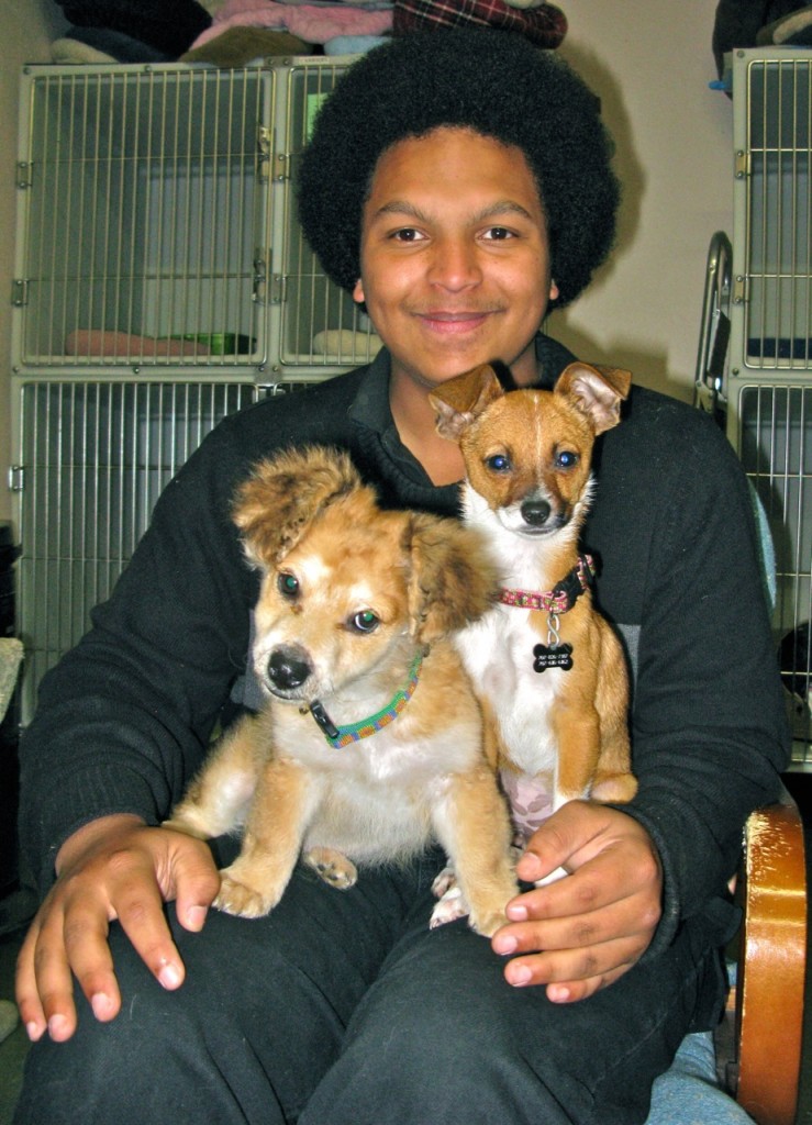 Joseph Nunn with Chica and Button.