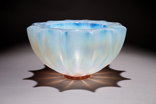 White Opal Little Fluted Bowl by George Bucquet, Mad Rver Glass.