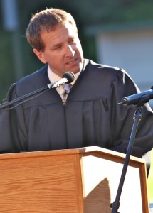 Dan Johnson reading Wellesley High School English teacher David McCullough, Jr.'s “You Are Not Special” speech as though it was a letter he had written to his daughter at the 2013 Arcata High School Commencement Ceremony. Submitted photo