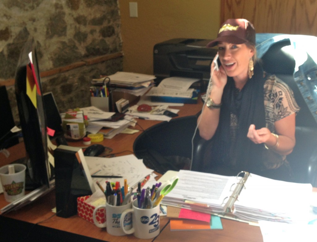 Arcata Main Street Director Jennifer Koopman works out OysterFest details in her AMS office.