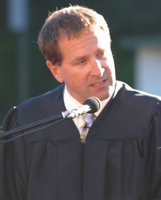 Dan Johnson delivering the plagiarized commencement speech. Submitted photo