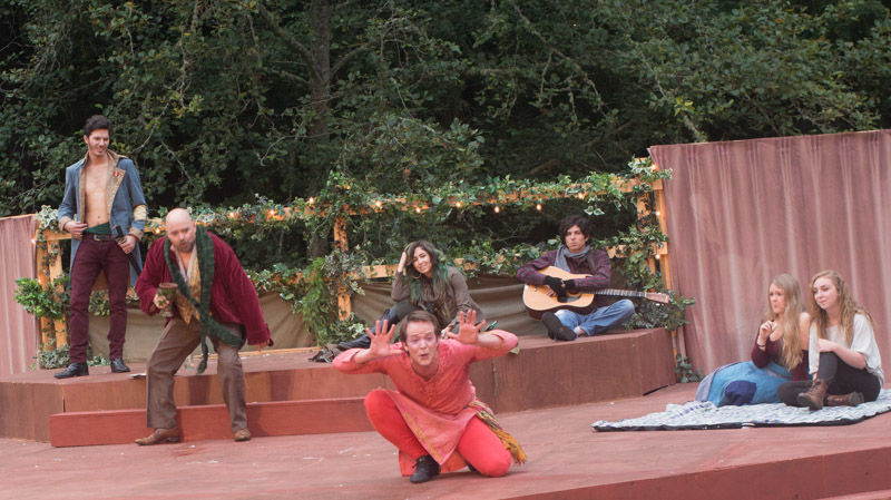 Antics in the forest: Jacques (Charlie Heinberg) holds forth. Photo by Keon Kobra.